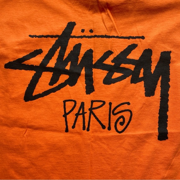 STUSSY Stock Paris Tee Shirt Exclusive Graphic Tee Short Sleeve Orange (M) - Picture 4 of 11